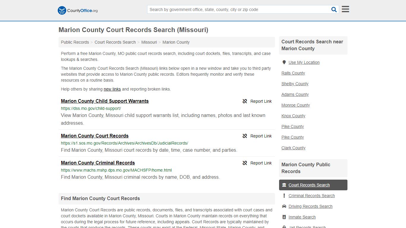 Court Records Search - Marion County, MO (Adoptions ...